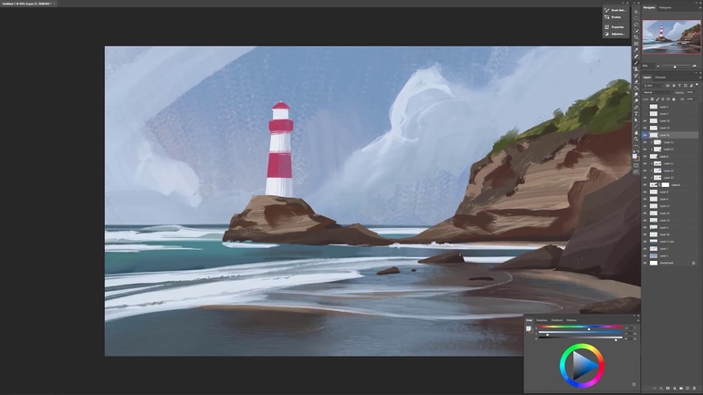 1642501982300/海边的灯塔场景绘画过程-正文.jpg